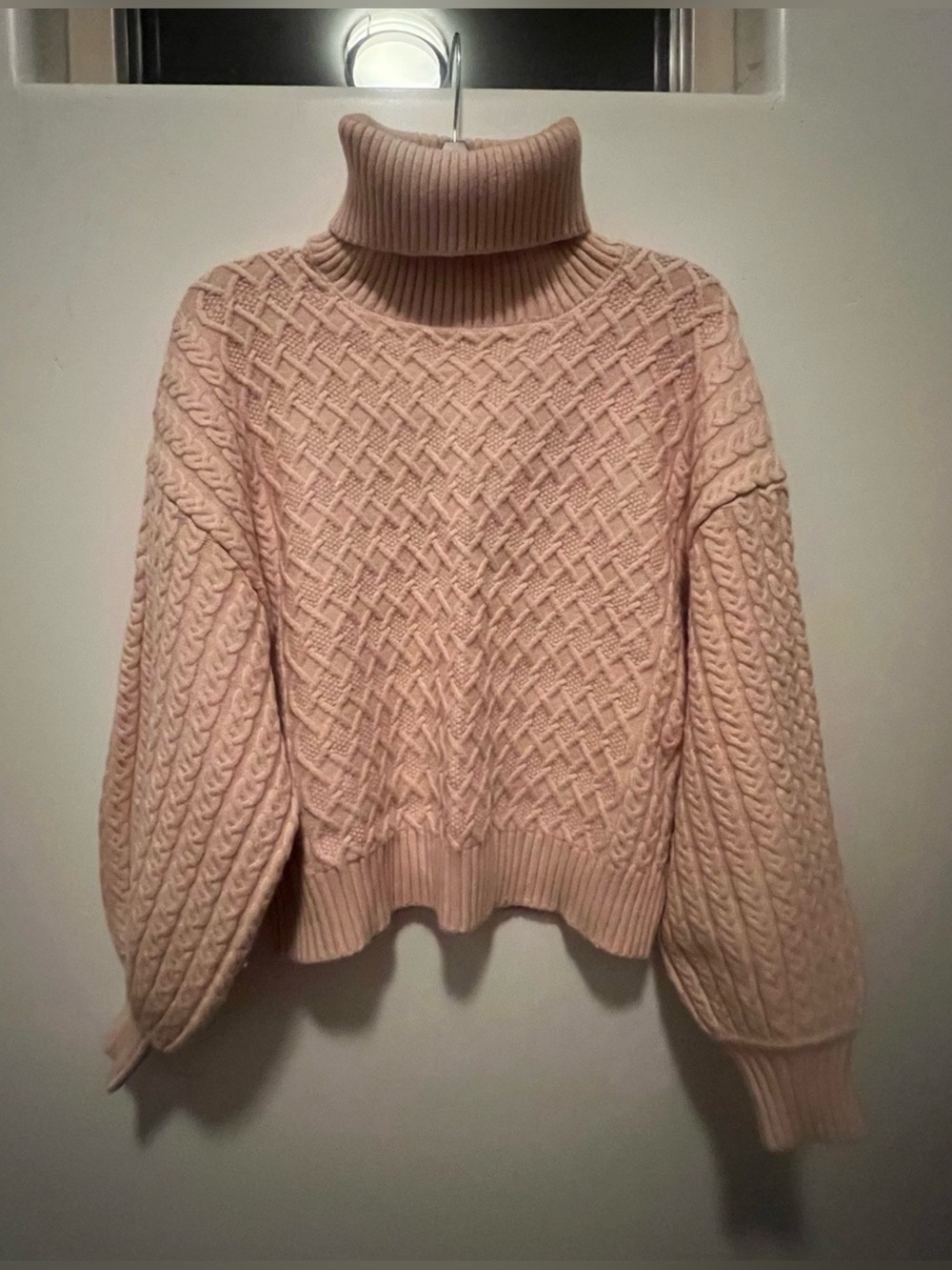 Truth Blush Cable-Knit Turtleneck Sweater
